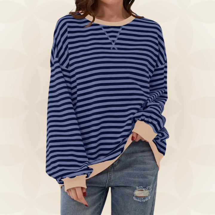 Océane | Sweat chic rayé oversize à col rond pour femme