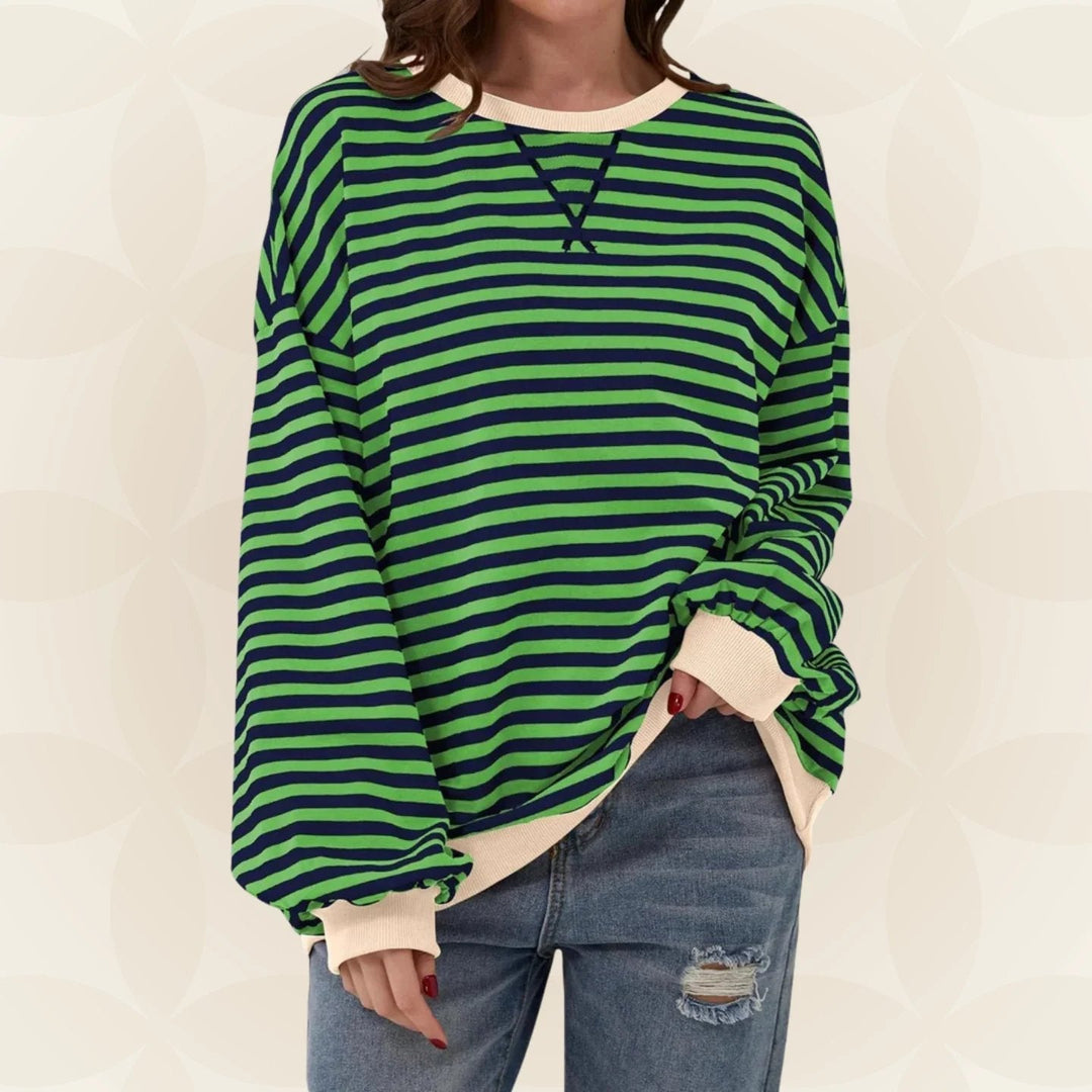 Océane | Sweat chic rayé oversize à col rond pour femme