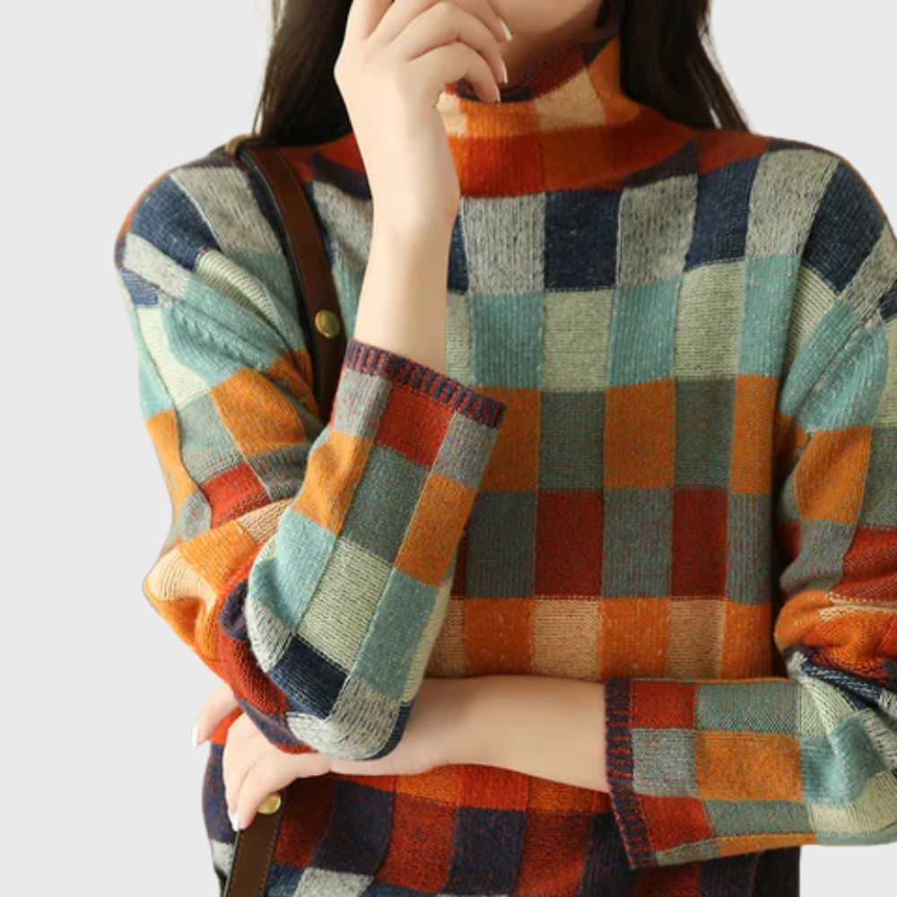 Violette | Pull élégant color-block col rond pour femme