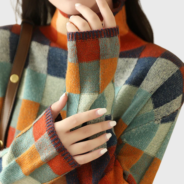 Violette | Pull élégant color-block col rond pour femme