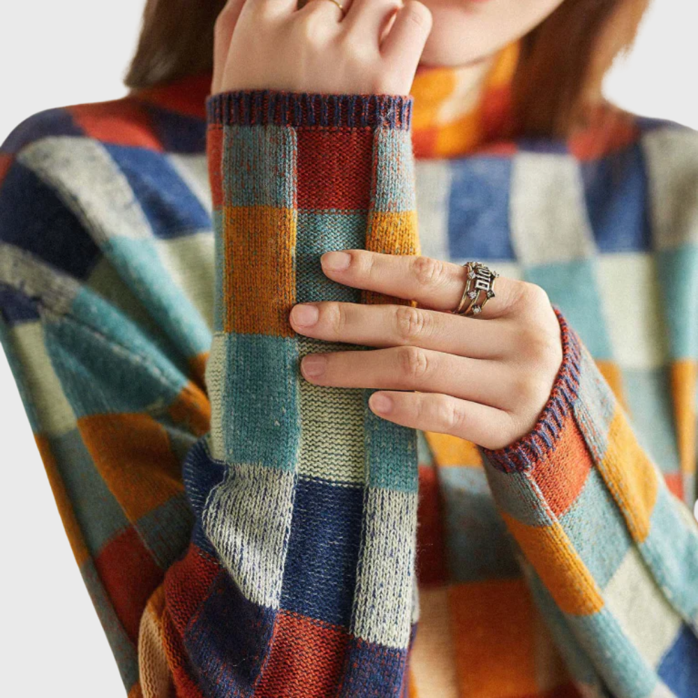 Violette | Pull élégant color-block col rond pour femme
