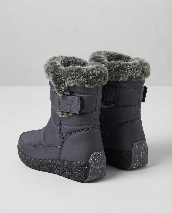 Léonie | Bottines d'hiver chic matelassées à bordure fourrure, imperméables pour femme