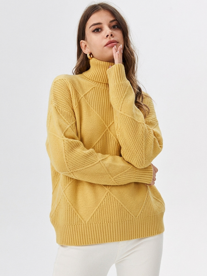 Eugénie | Pull élégant col roulé côtelé pour femme