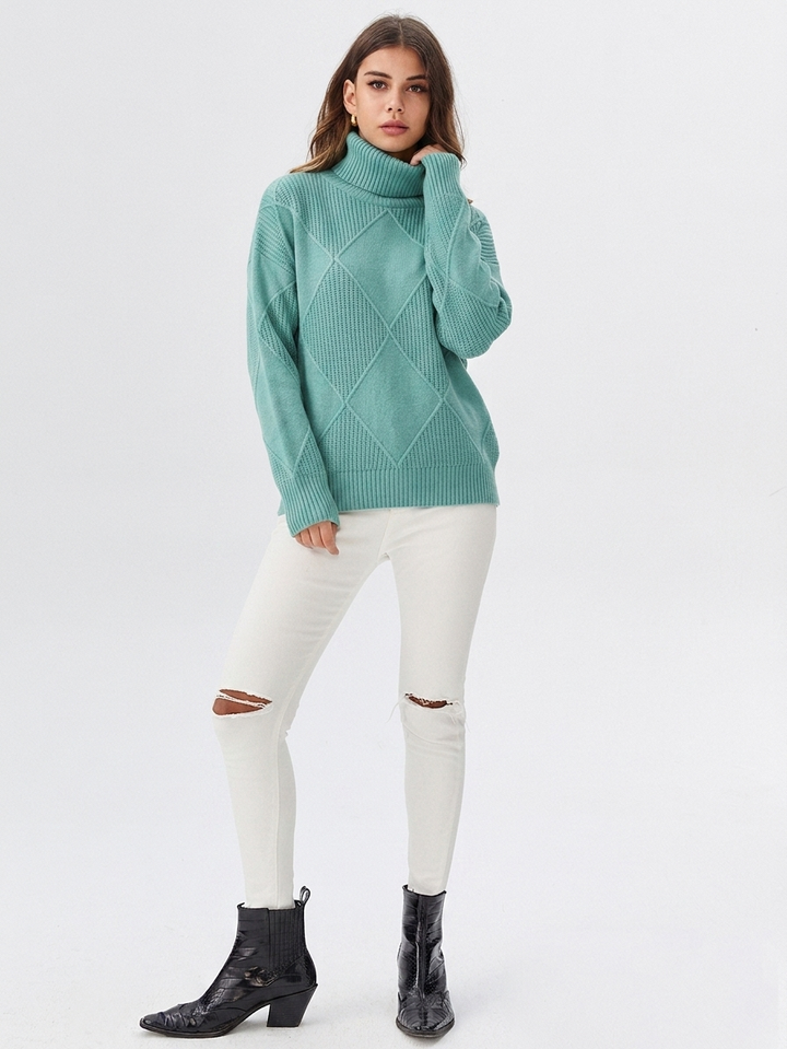 Eugénie | Pull élégant col roulé côtelé pour femme