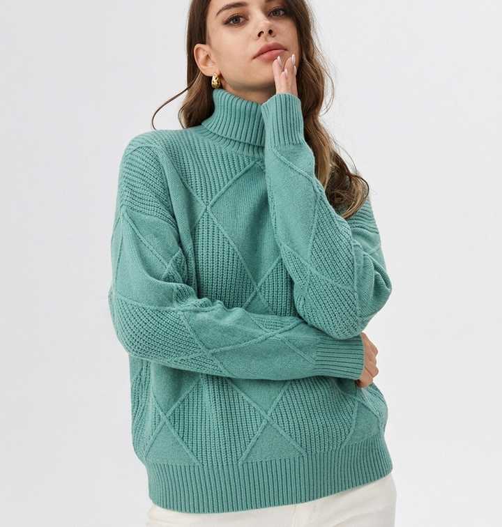 Eugénie | Pull élégant col roulé côtelé pour femme
