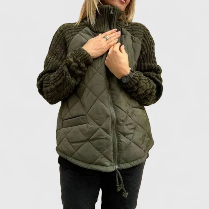 Géraldine | Veste élégante matelassée à manches en tricot torsadé pour femme