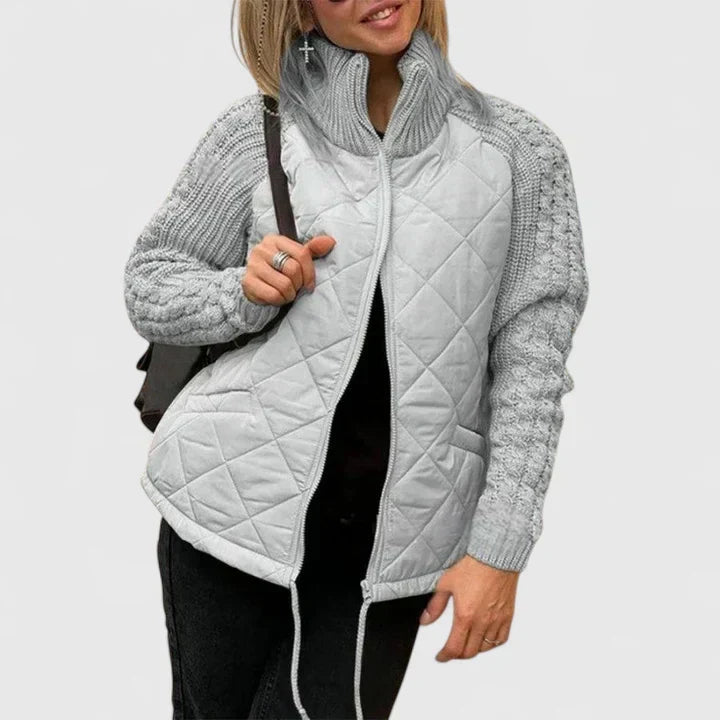 Géraldine | Veste élégante matelassée à manches en tricot torsadé pour femme