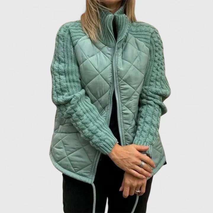 Géraldine | Veste élégante matelassée à manches en tricot torsadé pour femme