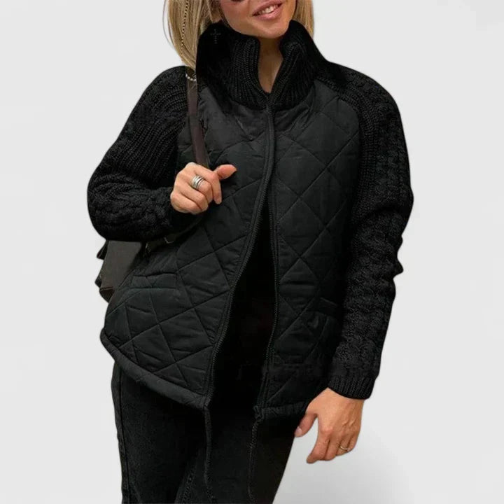 Géraldine | Veste élégante matelassée à manches en tricot torsadé pour femme