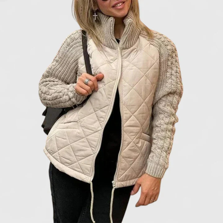 Géraldine | Veste élégante matelassée à manches en tricot torsadé pour femme