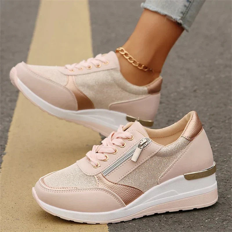 Estelle | Baskets élégantes à plateforme avec fermeture éclair latérale et lacets pour femme