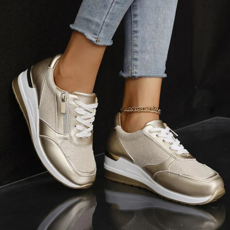Estelle | Baskets élégantes à plateforme avec fermeture éclair latérale et lacets pour femme
