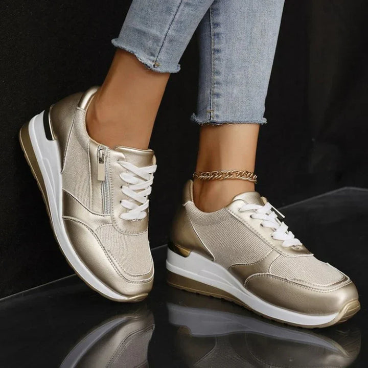 Estelle | Baskets élégantes à plateforme avec fermeture éclair latérale et lacets pour femme