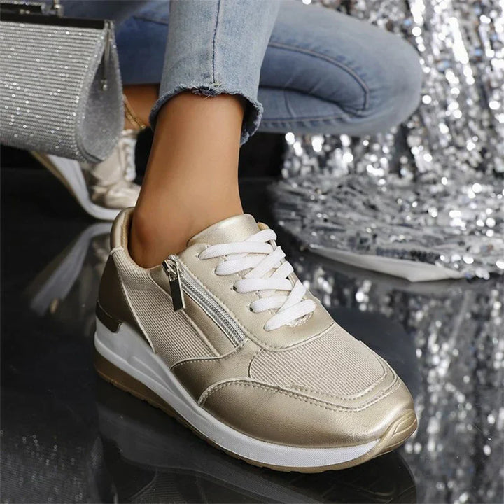 Estelle | Baskets élégantes à plateforme avec fermeture éclair latérale et lacets pour femme