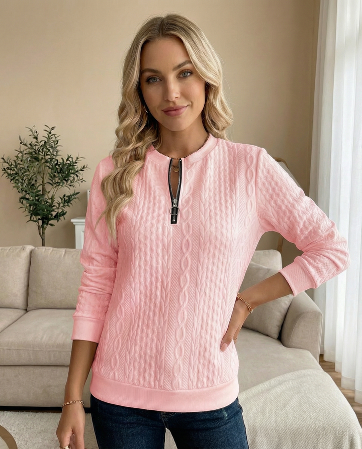 Romane | Sweat chic zippé texturé pour femmes