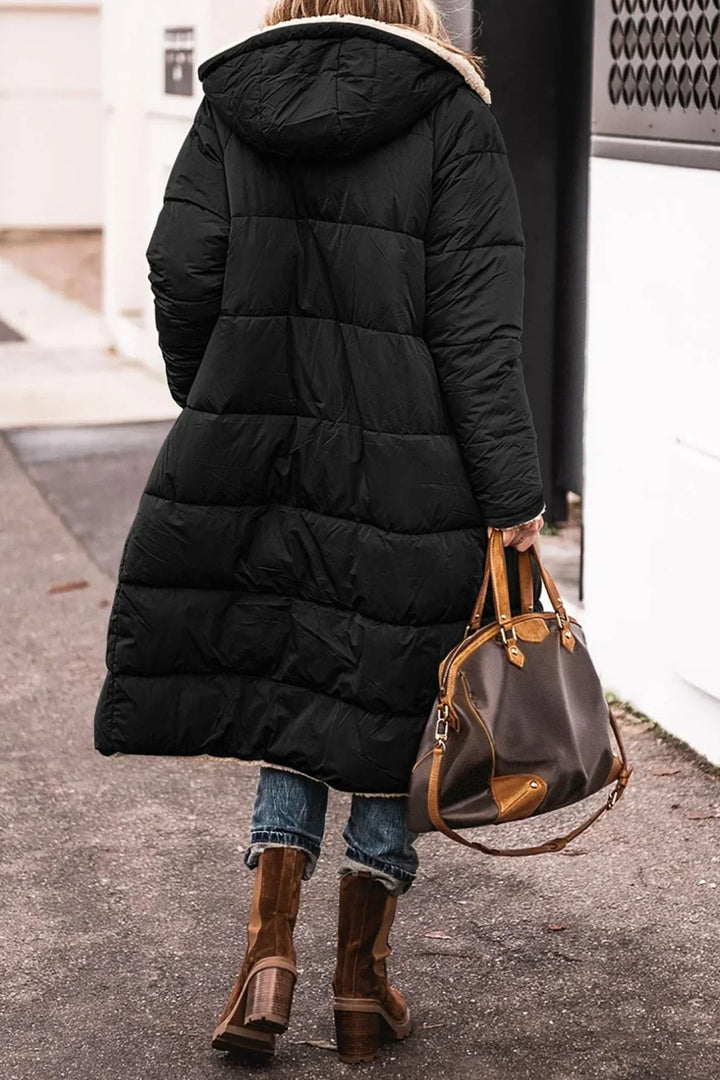 Jacqueline | Doudoune chic longue matelassée à capuche pour femme