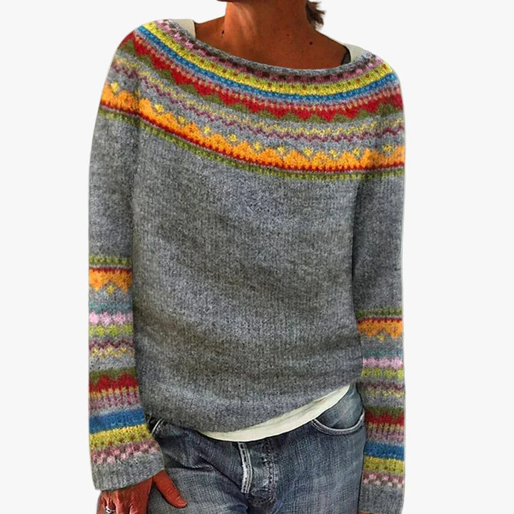 Berthe | Pull élégant col bateau à motif jacquard pour femme