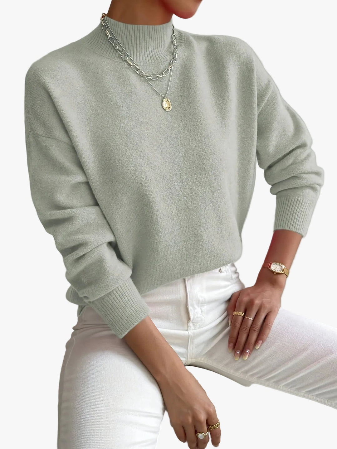 Isabeau | Pull chic en tricot col roulé côtelé pour femme