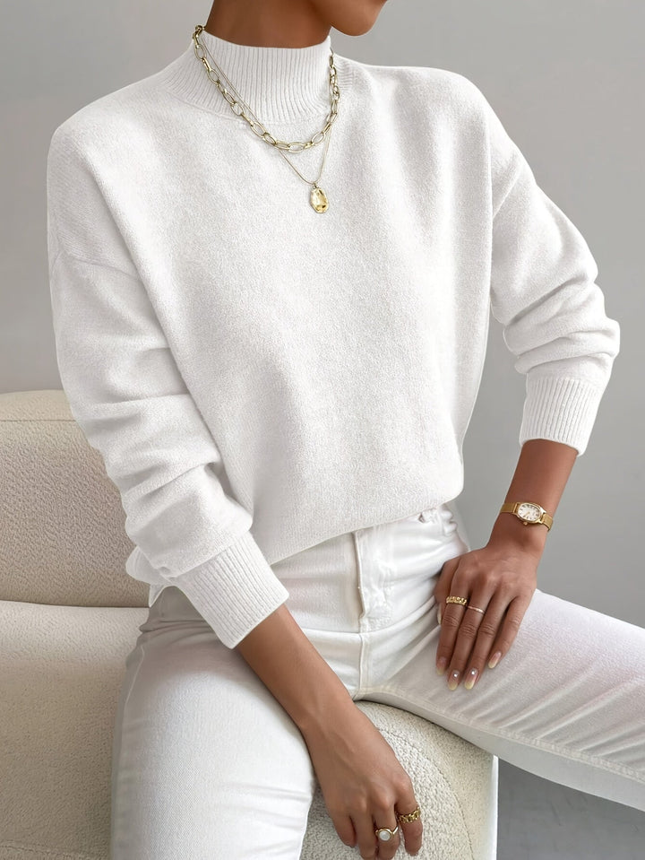 Isabeau | Pull chic en tricot col roulé côtelé pour femme