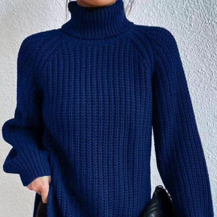 Angèle | Pull élégant en grosse maille côtelée col roulé pour femme