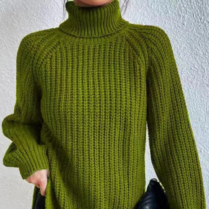 Angèle | Pull élégant en grosse maille côtelée col roulé pour femme