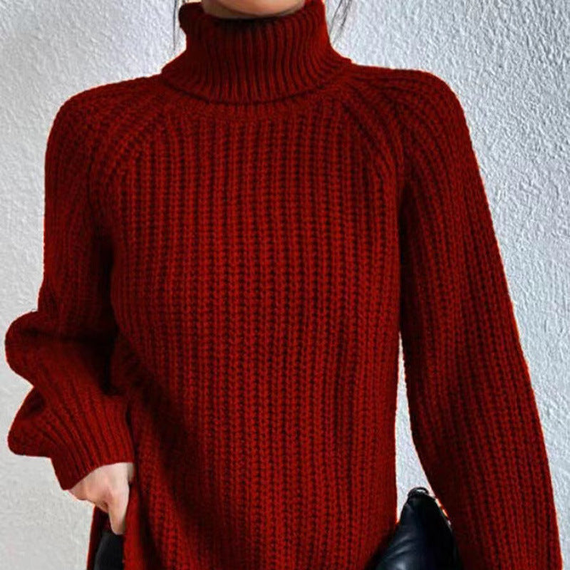 Angèle | Pull élégant en grosse maille côtelée col roulé pour femme