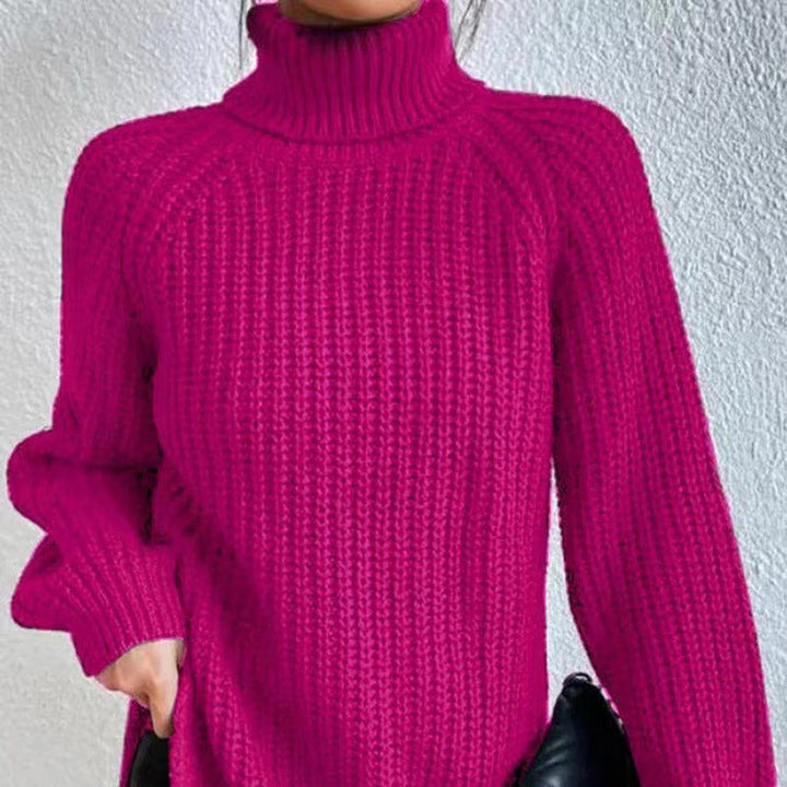 Angèle | Pull élégant en grosse maille côtelée col roulé pour femme