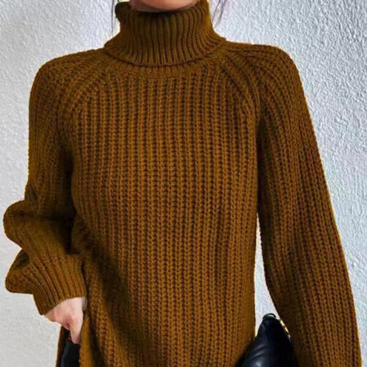 Angèle | Pull élégant en grosse maille côtelée col roulé pour femme