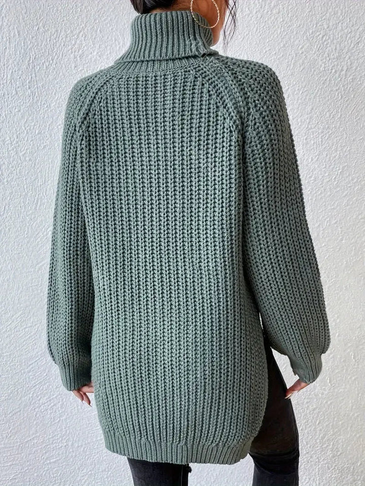 Angèle | Pull élégant en grosse maille côtelée col roulé pour femme