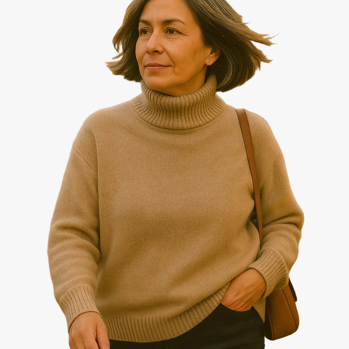 Chloé | Pull élégant en maille côtelée col roulé pour femme