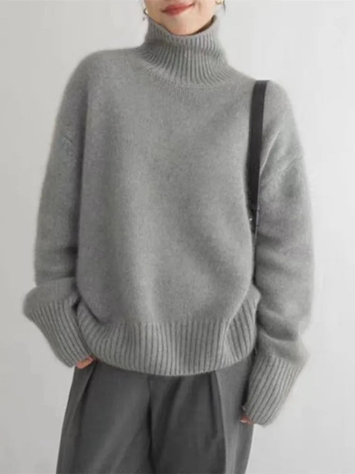 Chloé | Pull élégant en maille côtelée col roulé pour femme
