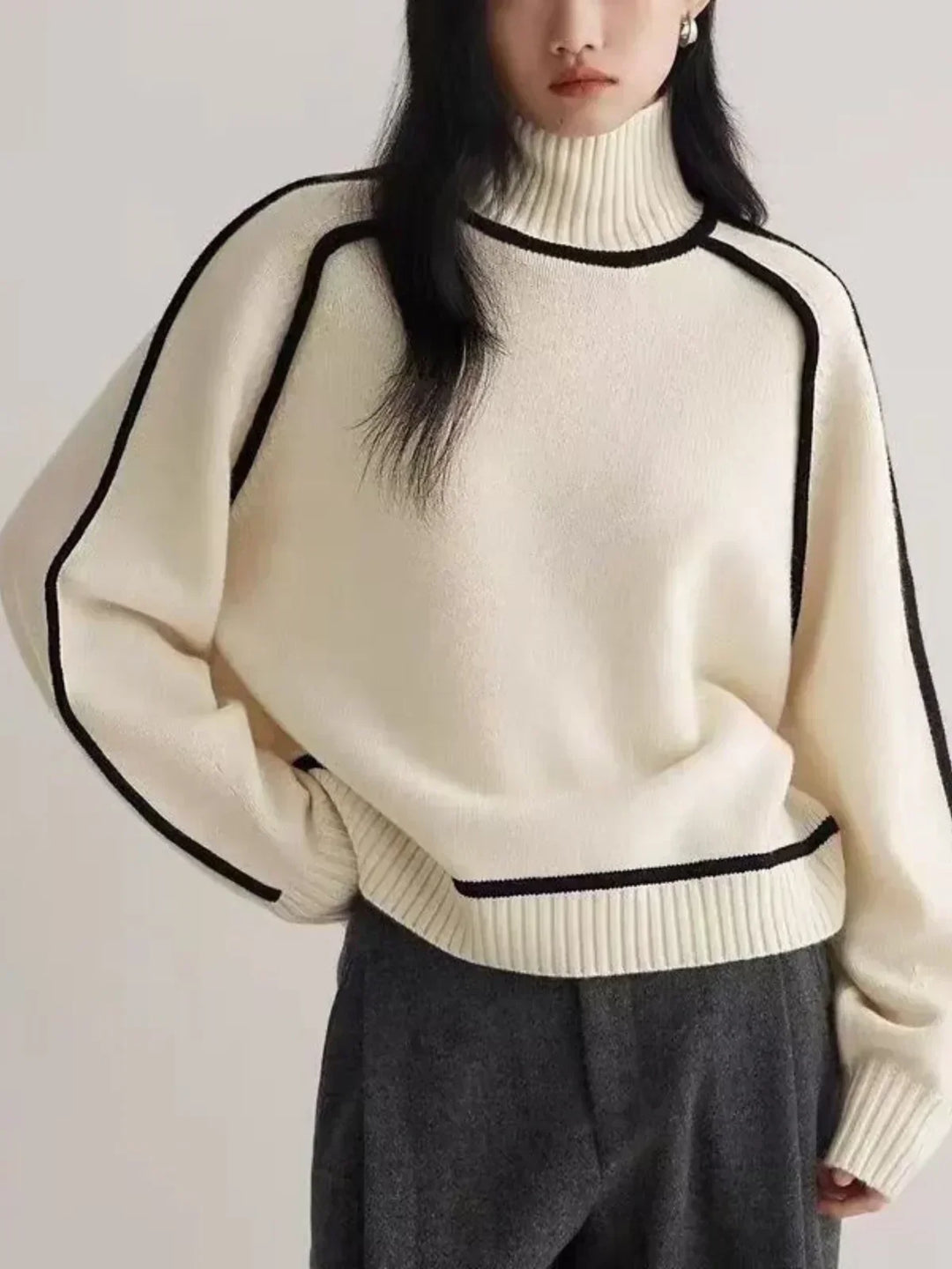 Martine | Pull élégant tricoté col roulé pour femme