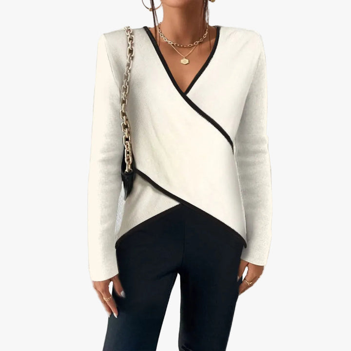 Lilou | Pull élégant col v asymétrique pour femme