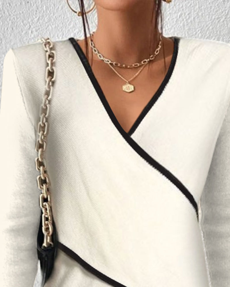 Lilou | Pull élégant col v asymétrique pour femme