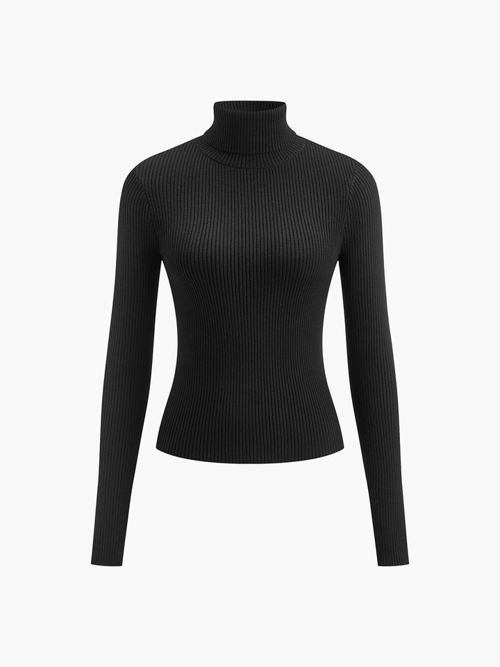 Gwenaëlle | Pull chic col roulé en maille côtelée pour femme